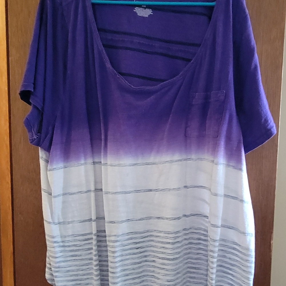 Lane Bryant Purple to White Ombre Pocket Tee